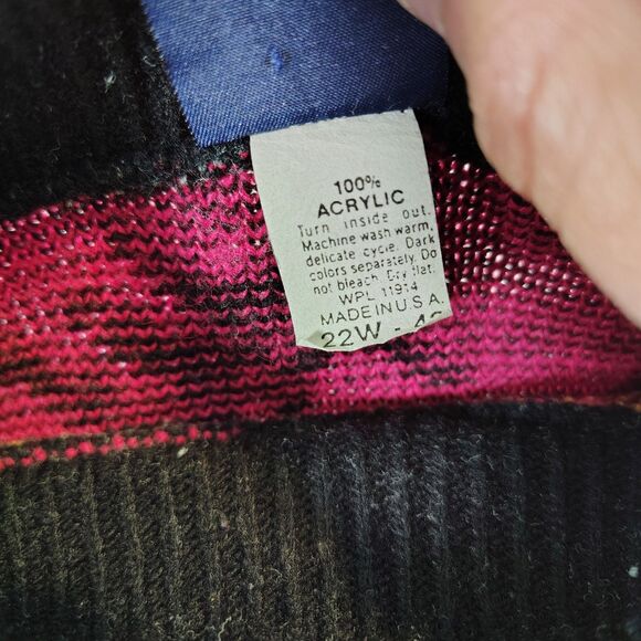 Vtg 80s 90s 2x 22W Floral Acrylic Grandma Colorful Bright Retro Sweater USA - Picture 6 of 6